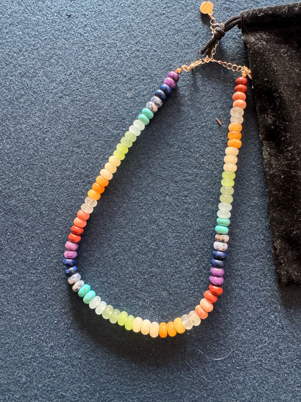 Trendy beaded necklace- colorful & adjustable- stack them! Comes in black pouch
